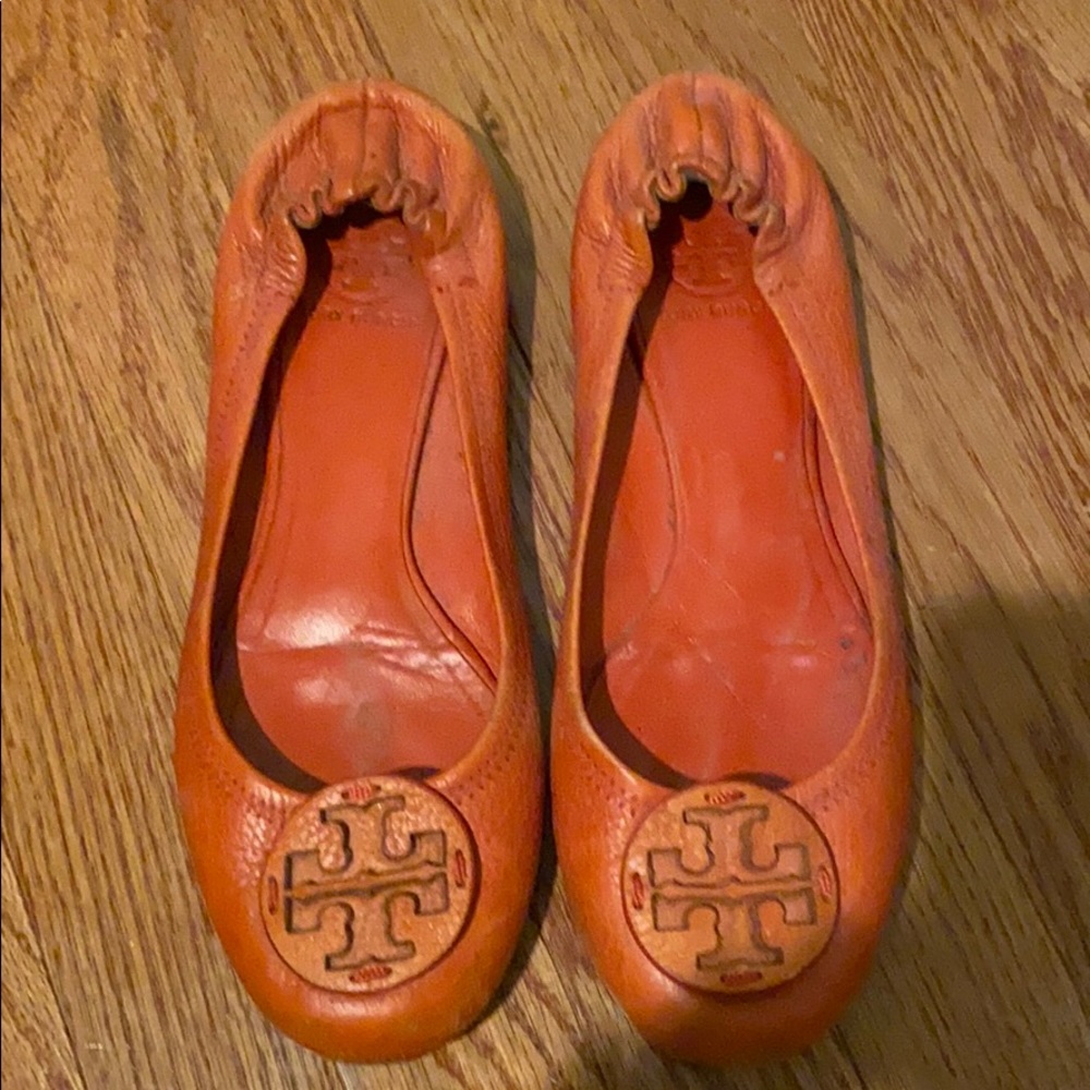 Orange Tory Burch ballet flats